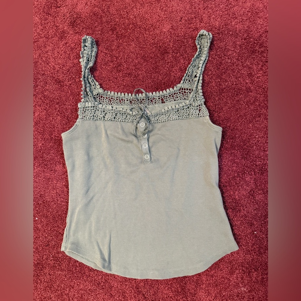 Anthropologie Green Lace Trim Camisole